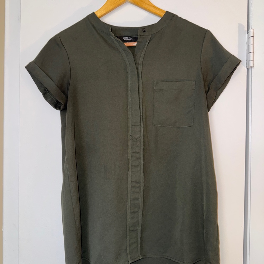 Simply Vera Vera Wang Olive Button Down Shirt